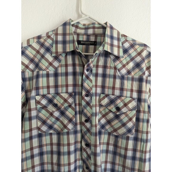 Dragonfly Western Shirt Mens XL Button Up Short Sleeve Shirt - Picture 2 of 8